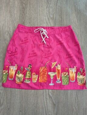 Big Dogs Pink Hula Girl & Cocktails Vintage Y2K Skirt / Swim Cover